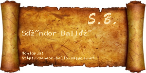 Sándor Balló névjegykártya